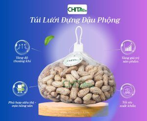 Túi lưới đựng đậu phộng Chita Agri từ Nhựa Chí Thành BC giúp thoáng khí, hạn chế ẩm mốc, tăng giá trị sản phẩm