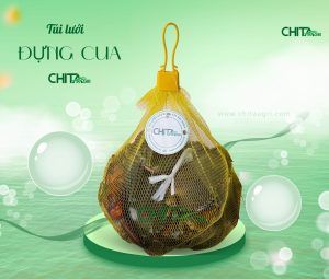 Túi lưới đựng cua Chita Agri được thiết kế thông thoáng, giúp hàng hóa “thở” tốt, giữ độ tươi trong suốt quá trình vận chuyển, chịu lực tốt, tăng tính thẩm mỹ và chuyên nghiệp của thương hiệu