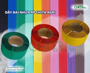 Dây đai nhựa Chita Agri được sản xuất từ nhựa PP chất lượng cao, độ bền kéo ổn định, giúp cố định hàng hóa chắc chắn trong suốt quá trình vận chuyển.