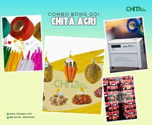 •Combo đóng gói Chita Agri giúp đồng bộ bao bì từ túi lưới, phụ kiện đến dây đai, máy đóng đai,… hỗ trợ nông sản đóng gói gọn gàng và chuyên nghiệp hơn khi ra thị trường