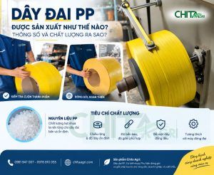 Dây đai nhựa Chita Agri có độ dẻo dai tốt, giữ lực siết chắc, hạn chế đứt gãy khi đóng gói hàng hóa nặng.